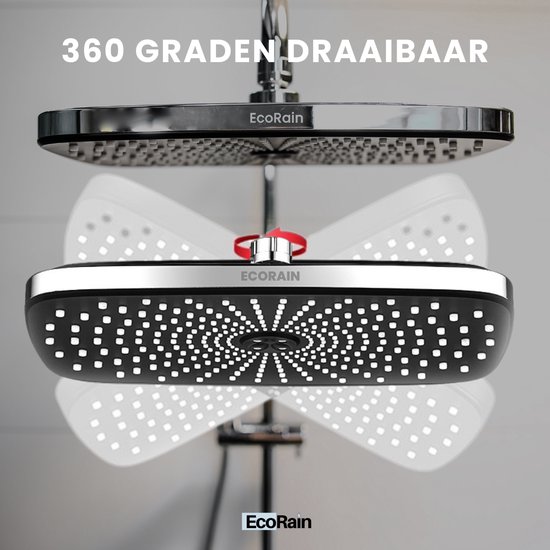 EcoRain© 30% Waterbesparende Regendouchekop Melvin 30 CM Rechthoekig - Hoge Druk - Universele Aansluiting - Anti-kalk Douchekop - 2 jaar garantie - Chroom
