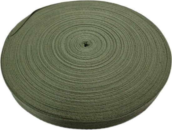 Ruban sergé coton 20mm Vert kaki 50 mètres