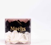 Maéhs Los Angeles Set van 4 mixed scrunchies 2x small medium, large haaraccessoires - haarelastiekjes - 100% moerbei zijde, kwaliteit 22 Momme - Kleur lavendel, ether, champagne - cadeautip