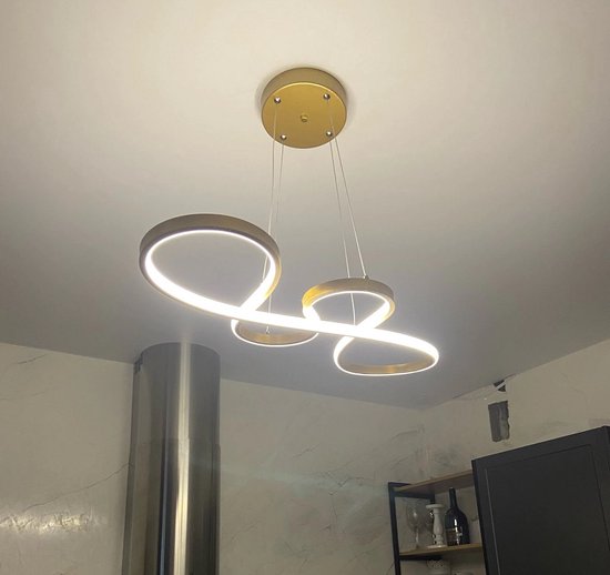 LuxiLamps - Hanglamp - Kroonluchter - Goud - Woonkamerlamp - Dimbaar Met Afstandsbediening - Moderne lamp - Eetkamer Lamp - LED Plafondlamp - Plafonniere - Afbeelding 6