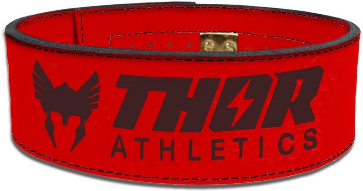 Thor Athletics - Halterriem Rood - Powerlift Riem - Lifting Belt - Clip Sluiting - Gewichthefriem - Krachttraining Accesscoires - Powerlifting - Bodybuilding - Deadlift - Squat - Maat (XS)