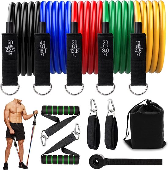 VEICK Weerstandsbanden, trainingsbanden, trainingsbanden, weerstandsbanden voor training met handgrepen voor mannen en vrouwen, trainingsbanden voor fitnessgewichten, thuis trainen