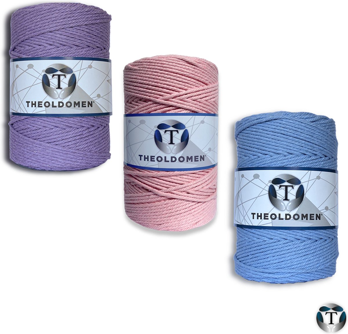 Macramé Koord | Bundelkorting | 600 meter | Nude Roze | Lichtblauw | Lichtpaars | 100% Katoen | Macramé | Macramé Touw | 3mm | Triple Twist | Plantenhanger | Dromenvanger | Wandkleed | Weven | Knopen | Breien | Haken | DIY | TheOldOmen |