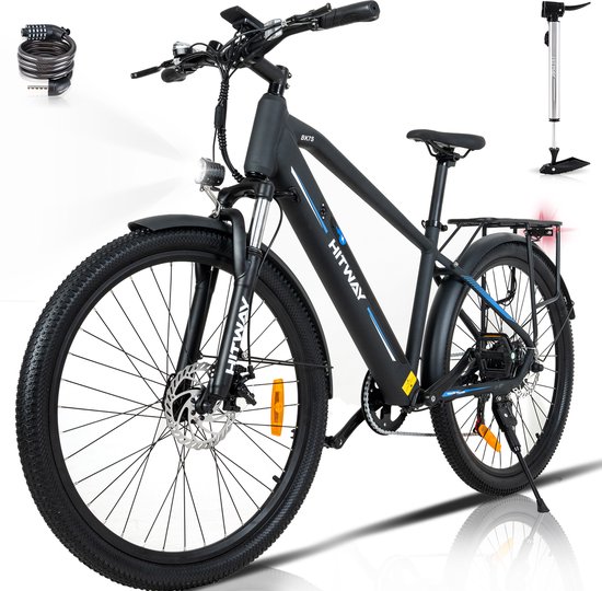 Hitway Elektrische Fiets BK7S | Electric Mountain Bike | Off-Road E-bike | 250W Motor | 12 Ah | Zwart