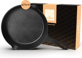 Ocina Gietijzeren pan voor BBQ en Inductie – 25 cm – Skillet - Koekenpan – Hapjespan