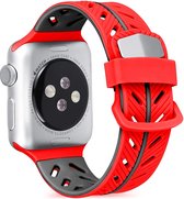 Bracelet spécial en Siliconen Strap-it - Convient pour bracelet Apple Watch - Série 1/2/3/4/5/6/7/8/SE/ Ultra - Rouge/noir - Bracelet de montre en silicone pour iWatch - Taille : 42 mm 44 mm 45mm 49mm