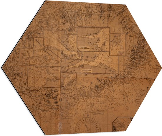 Dibond Hexagon - Kaart van IJsland - 70x60.9 cm Foto op Hexagon (Met Ophangsysteem)