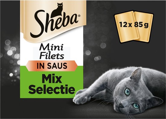 Sheba Mini Filets Adult Kattenvoer Natvoer Selectie van de Chef Maaltijdzakjes 12 x 85 gr
