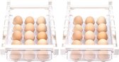 koelkastlade, eierbox, kan 15 eieren bevatten en bespaart 50% van de koelkastruimte (2 stuks)