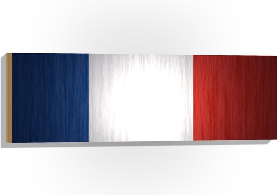 Hout - Franse Vlag - 90x30 cm - 9 mm dik - Foto op Hout (Met Ophangsysteem)
