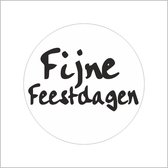 Sticker - "Fijne Feestdagen" - Etiketten - 39mm Rond - Wit/Zwart - 500 Stuks