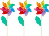 Cepewa Windmolen tuin/strand - 3x - Speelgoed - Multi kleuren - 75 cm - Windwijzer