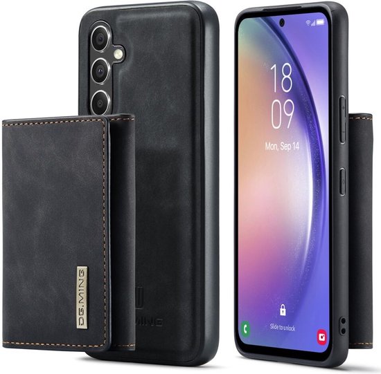 DG Ming Hoesje voor de Samsung Galaxy A14 - Back Cover met Magnetische Kaarthouder - Telefoonhoesje met Pasjeshouder op achterkant Zwart