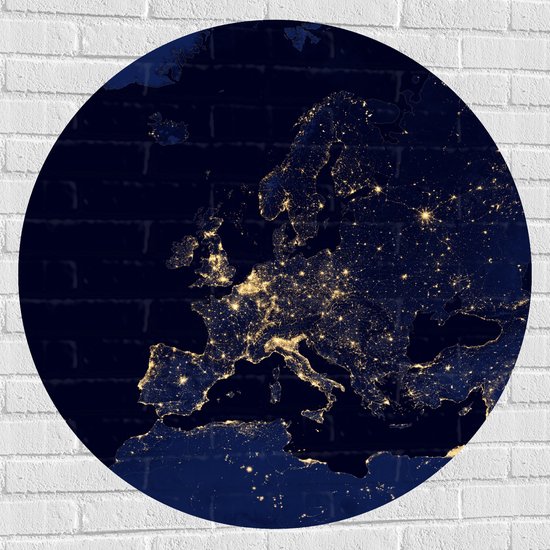 Muursticker Cirkel - Kaart van Europa - 100x100 cm Foto op Muursticker