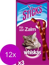 Whiskas Sticks 18 g - Kattensnack - 12 x Zalm