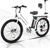 Bol.com Hitway BK8S Elektrische Fiets | E-bike Damesfiets | 35-70KM | 26 Inch | 250W Motor | Wit aanbieding