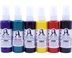 SÜDOR Textielverf Set , textile color Tie-Dye T-shirtverf Waterdicht 6 x 70ml in spuitflessen blauw, rood, geel, groen, paars, zwart (set van 6)