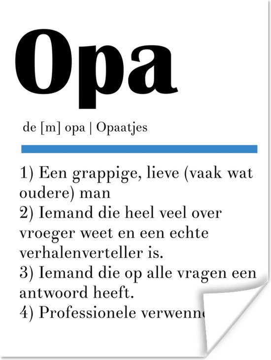 Poster Quotes Opa betekenis Spreuken Woordenboek 60x80 cm