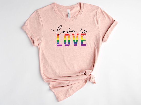 Lykke LGBTQ Unisex T-Shirt| Love is Love T-shirt| Pride | Rainbow| Heather Peach | Maat XL