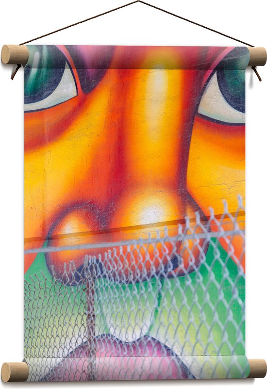 Textielposter - Muurschildering van Gezicht Vol met Kleurrijke Vlakken - 30x40 cm Foto op Textiel