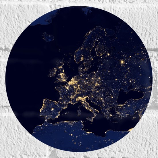 Muursticker Cirkel - Kaart van Europa - 20x20 cm Foto op Muursticker
