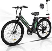 Bol.com Hitway Elektrische Fiets | E-bike Damesfiets | 35-70KM | 26 Inch | 250W Motor | Zwart aanbieding