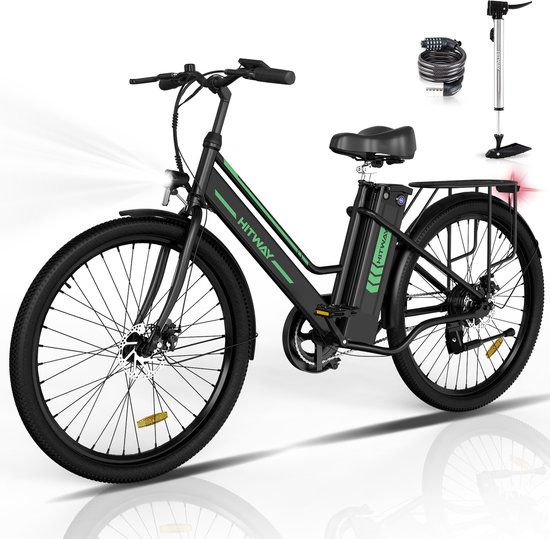 Vélo électrique Hitway | Vélo pour femmes | 35-70KM | 26 pouces | Moteur 250W | Noir
