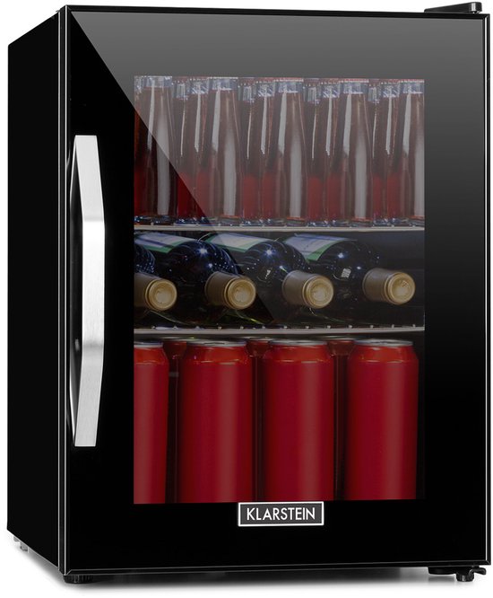 Klarstein Mini Koelkast met Glazen Deur, Mini Koelkast voor Kamer, Kleine Drankkoelkast met Verstelbare Planken, 33 Liter, Stille Indoor/Outdoor Koelkast - Compact - Zwart - LED Touch - Mini Fridge - Hotelkoelkast - Kleine Koelkast van Klarstein — afbeelding 3