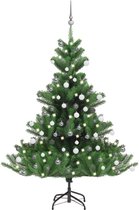 vidaXL - Kunstkerstboom - Nordmann - met - LED's - en - kerstballen - 150 - cm - groen