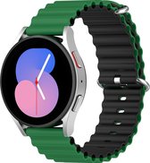Mobigear - Watch bandje geschikt voor Samsung Gear Sport Bandje Flexibel Siliconen Gespsluiting | Mobigear Ocean - Zwart / Groen