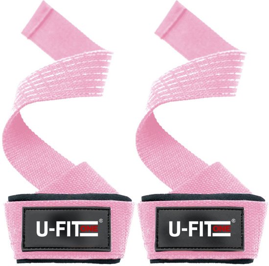 U Fit One Lifting Straps - Anti Slip - Deadlift Straps - Gewichtshef - Powerlifting - Crossfit - Roze - Inclusief Ebook
