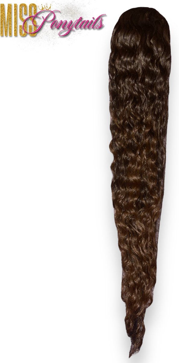 Miss Ponytails - Waterwave ponytail extentions - 28 inch - Zwart/bruin T1B/30 - Hair extentions - Haarverlenging