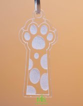 Houten Dieren Tag, Gepersonaliseerde hondenpenning, gepersonaliseerde kattenpenning, Custom Pet Naam Tag, Puppy/ kattenpenning/ poes/ kat pootje geflekt, helder plexiglas