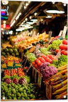 Tuinposter – Markt - Eten - Groente - Fruit - Kleuren - 50x75 cm Foto op Tuinposter (wanddecoratie voor buiten en binnen)