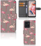 Hoesje met naam Xiaomi Redmi Note 12 4G Wallet Book Case Flamingo