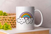 Mok Rainbow - Unicorn - Cupcake - cute - Gift - cadeau - kleurrijk - colorful - Girl - meisjes - Heart - Hart