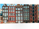 PVC Schuimplaat - Traditionele Grachtenpanden van Amsterdam in Verschillende Kleuren - 100x50 cm Foto op PVC Schuimplaat (Met Ophangsysteem)