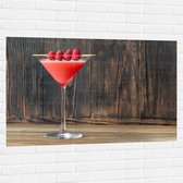 Muursticker - Roze Cocktail met Frambozen - 120x80 cm Foto op Muursticker