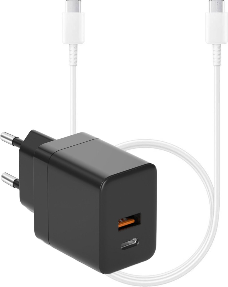 Dual usb C Snellader Set - Usb-C naar usb-C Kabel 2 Meter - 35w - Geschikt voor S24,S23, S22, S21, S20 series en A73, A53, A13, A23 series - Power Delivery & PPS Fast Charging