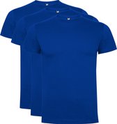 3 Pack Roly Dogo Premium Heren T-Shirt 100% katoen Ronde hals Konings Blauw, Maat L