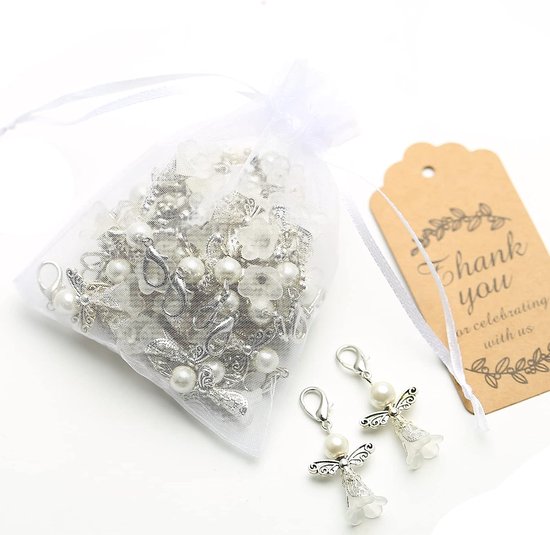 Lot De 10 Porte-clés Ange Gardien - Porte-bonheur, Cadeaux Baptême/Mariage, Multicolores