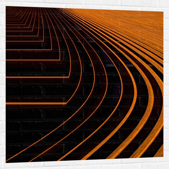 Muursticker - Golvende Oranje Bogen - 100x100 cm Foto op Muursticker
