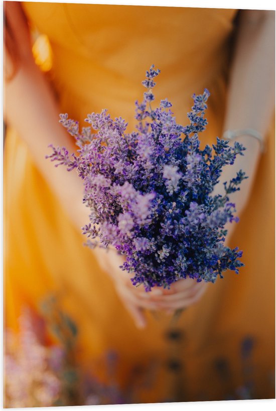 Acrylglas - Bloemen - Planten - Lavendel - Mens - Jurk - Kleuren - 70x105 cm Foto op Acrylglas (Met Ophangsysteem)