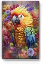 Kleurrijke papegaai - Laqueprint - 19,5 x 30 cm - Niet van echt te onderscheiden handgelakt schilderijtje op hout - Mooier dan een print op canvas. - LP322