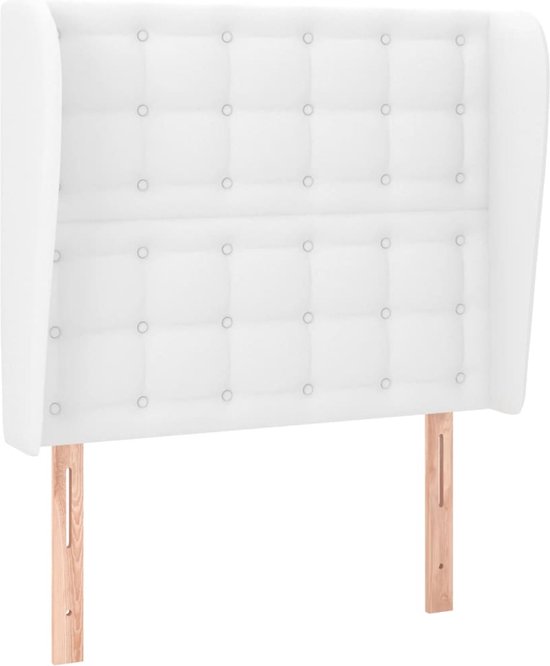 vidaXL Tête de lit avec bords Cuir artificiel Blanc 93x23x118/128 cm