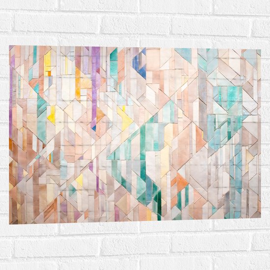 Muursticker - Patroon van Pastelkleurige Vakken - 80x60 cm Foto op Muursticker