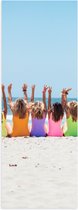 Poster Glanzend – Strand - Zee - Water - Zand - Personen - Kleuren - Badpak - 20x60 cm Foto op Posterpapier met Glanzende Afwerking