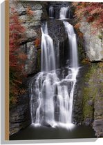 Hout - Berg - Waterval - Water - Bomen - 40x60 cm - 9 mm dik - Foto op Hout (Met Ophangsysteem)