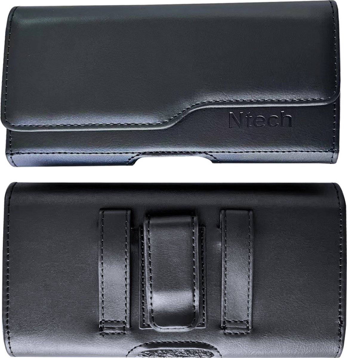 Ntech Riem Holster Hoesje - Luxe Universeel Telefoonhoesje Met Pasjeshouder - Zwart