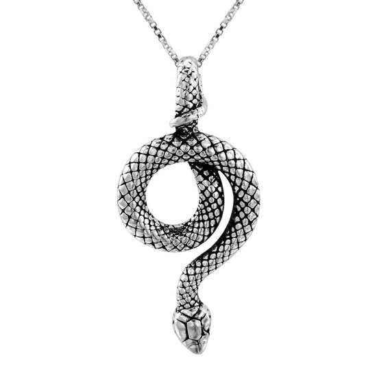 Ketting zilver | Zilveren ketting met hanger, gedraaide slang